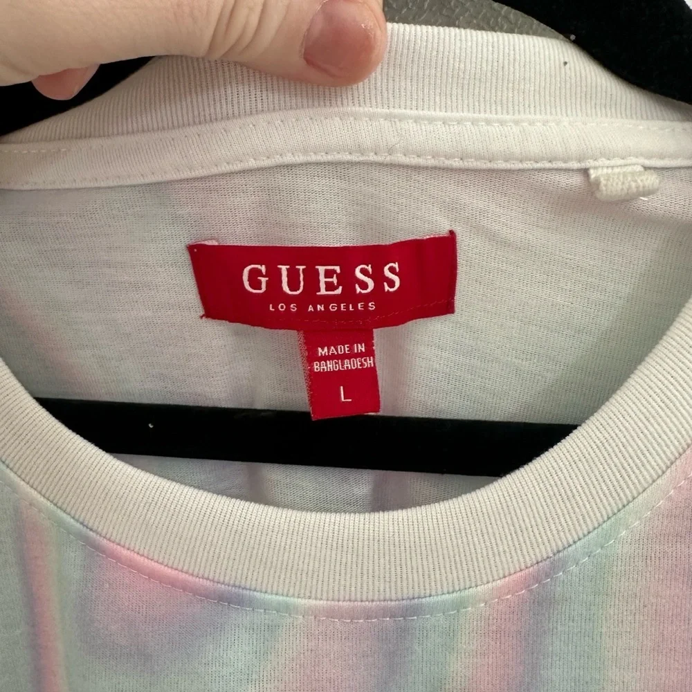 Guess Logo Short Sleeve Pastel Tie-Dye T-Shirt Size L #1884 - Picture 3 of 5
